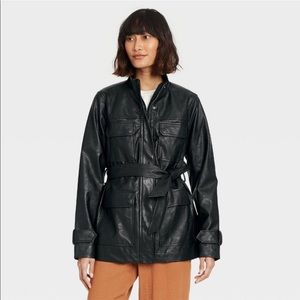 Belted Leather Chore Jacket